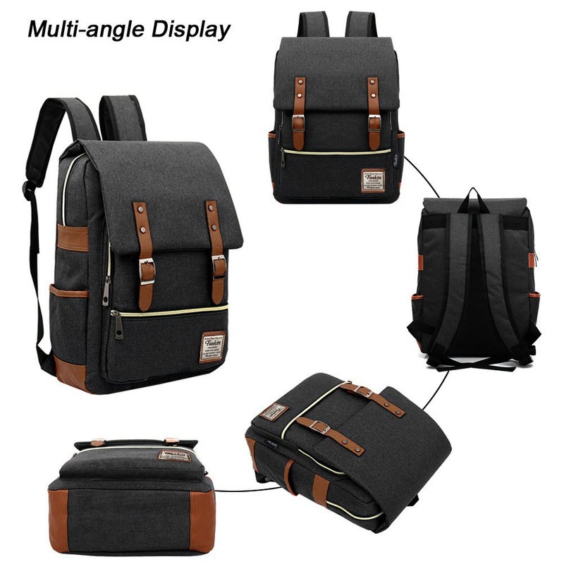 Feskin Unisex Professional Slim Business Laptop Backpack, Feskin Fashion Casual Durable Travel Rucksack Daypack (Waterproof Dustproof) with Tear Resistant Design for Macbook, Tablet - Dark Grey - Image 3